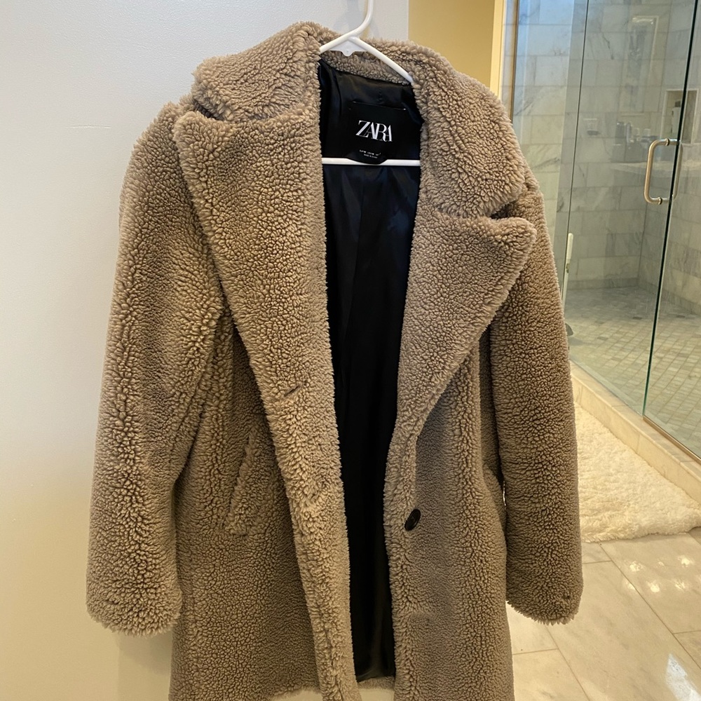 COPY - ZARA teddy bear coat (warm grey)